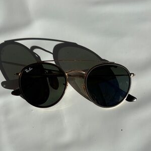 Ray-Ban Gold Frame Sunglasses with Black Lenses